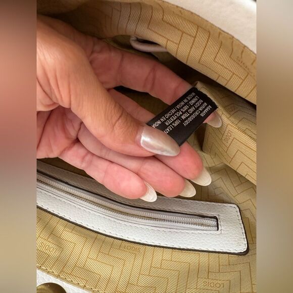 Lodis Leather Dual Zip Aviva Crossbody White Purse Bag W Dustbag - Picture 9 of 10